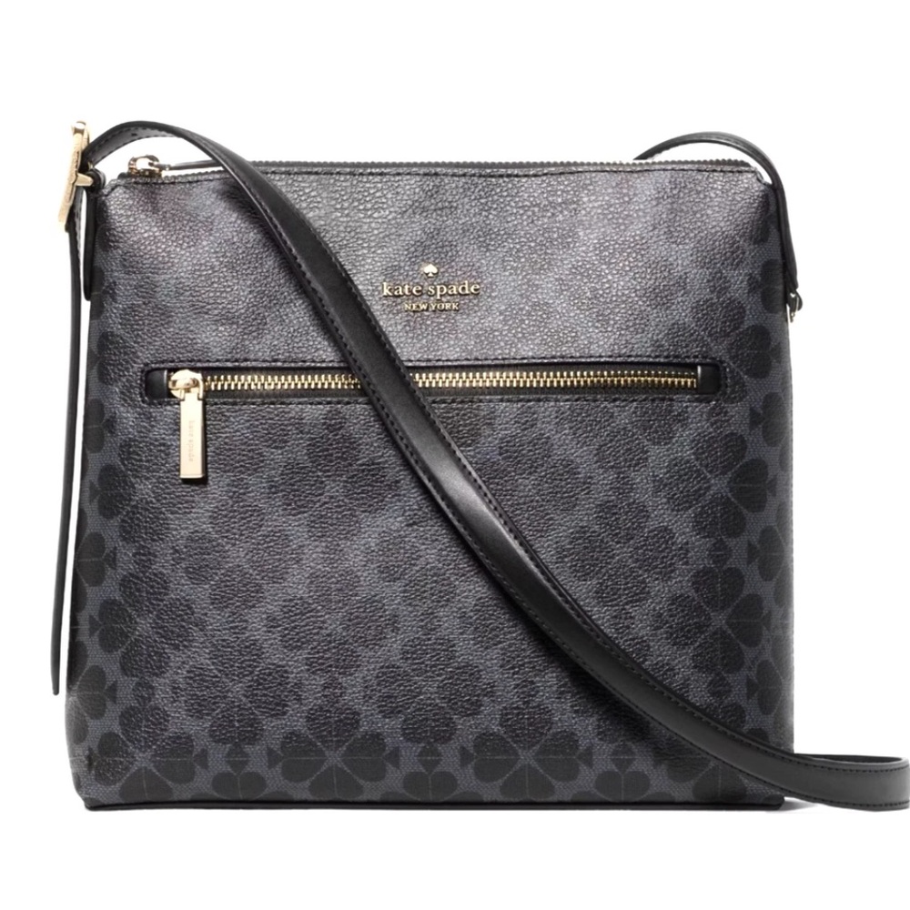 New Kate Spade 454 Spade Flower Large Swingpack Buckle Crossbody Black Multi